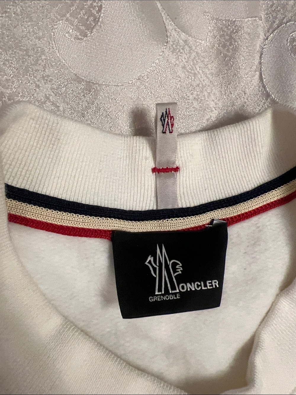 Moncler White Embroidered Crewneck with Tricolor and Black Accents - Picture 3 of 5
